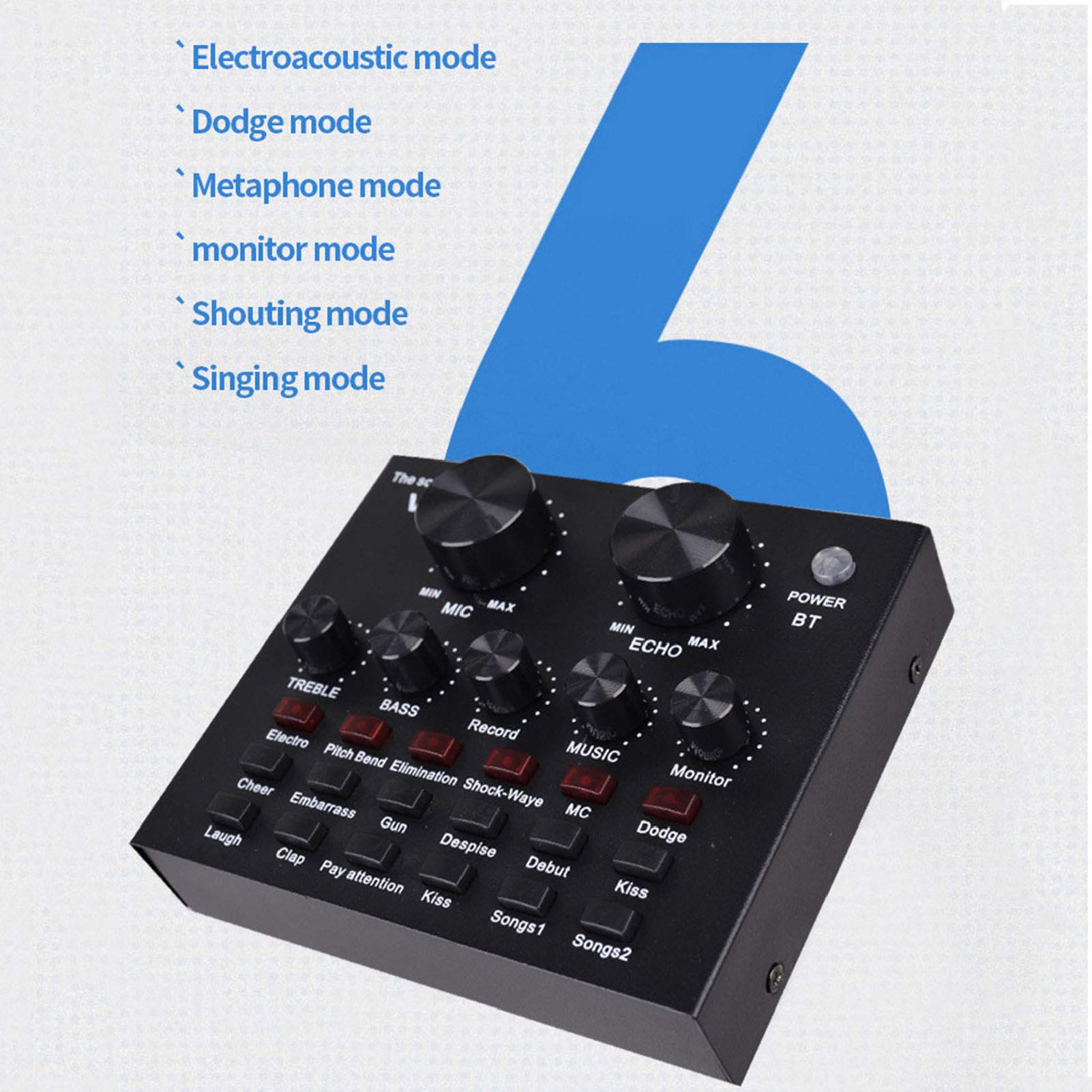 Carte Son, Carte Son multifonctionnelle en Direct, Ensemble de Microphones pour Carte Son, Ensemble de Microphones en métal pour Diffusion, Support réglable, 12 Effets sonores de Fond