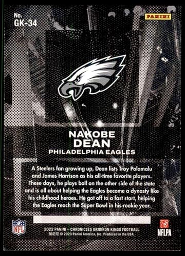 Miniatura 2 de 2022 Panini Chronicles Gridiron Kings #34 Nakobe Dean Philadelphia Eagles RC Rookie Football Trading Card