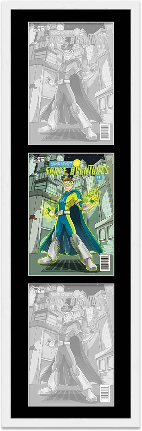 Marco de cómic blanco mate  Para cómics publicados entre 1971 y 1985 (marco de madera maciza de cómic de la Edad Dorada), hecho para exhibir 3