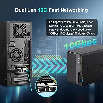 10G Dual RJ45 Port PCI-E Network Card, with X540 Controller, Gigaplus X540-T2 10Gb Ethernet Adapter with 2 * 10Gbe NIC, Support Windows/Linux/ESX Servers