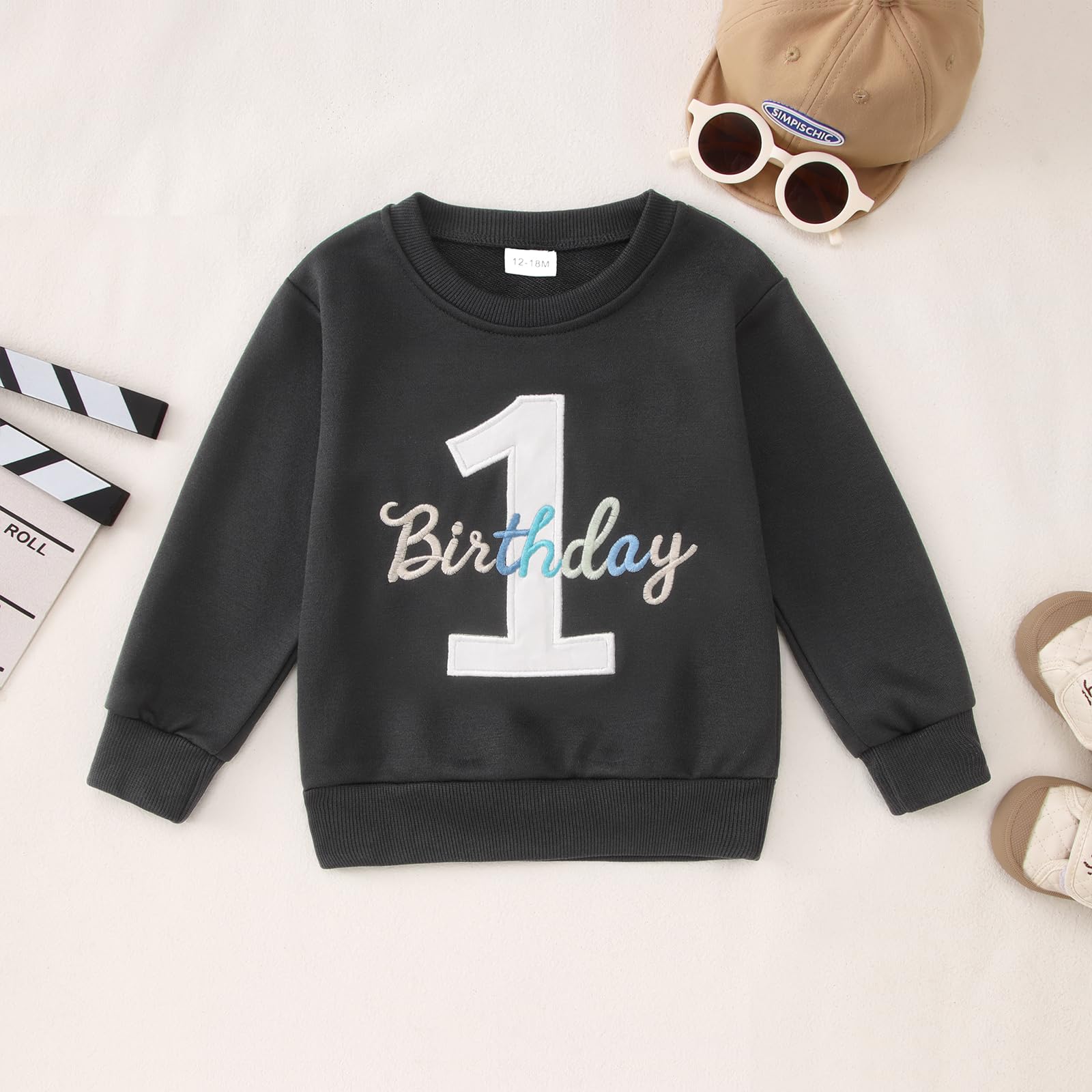 CM C&M WODRO 1er anniversaire garçon sweatshirt 1 anniversaire broderie pull nouveau-né bébé vêtements enfants sweatshirts col rond manches longues tout-petit tenues chaud automne hiver pull