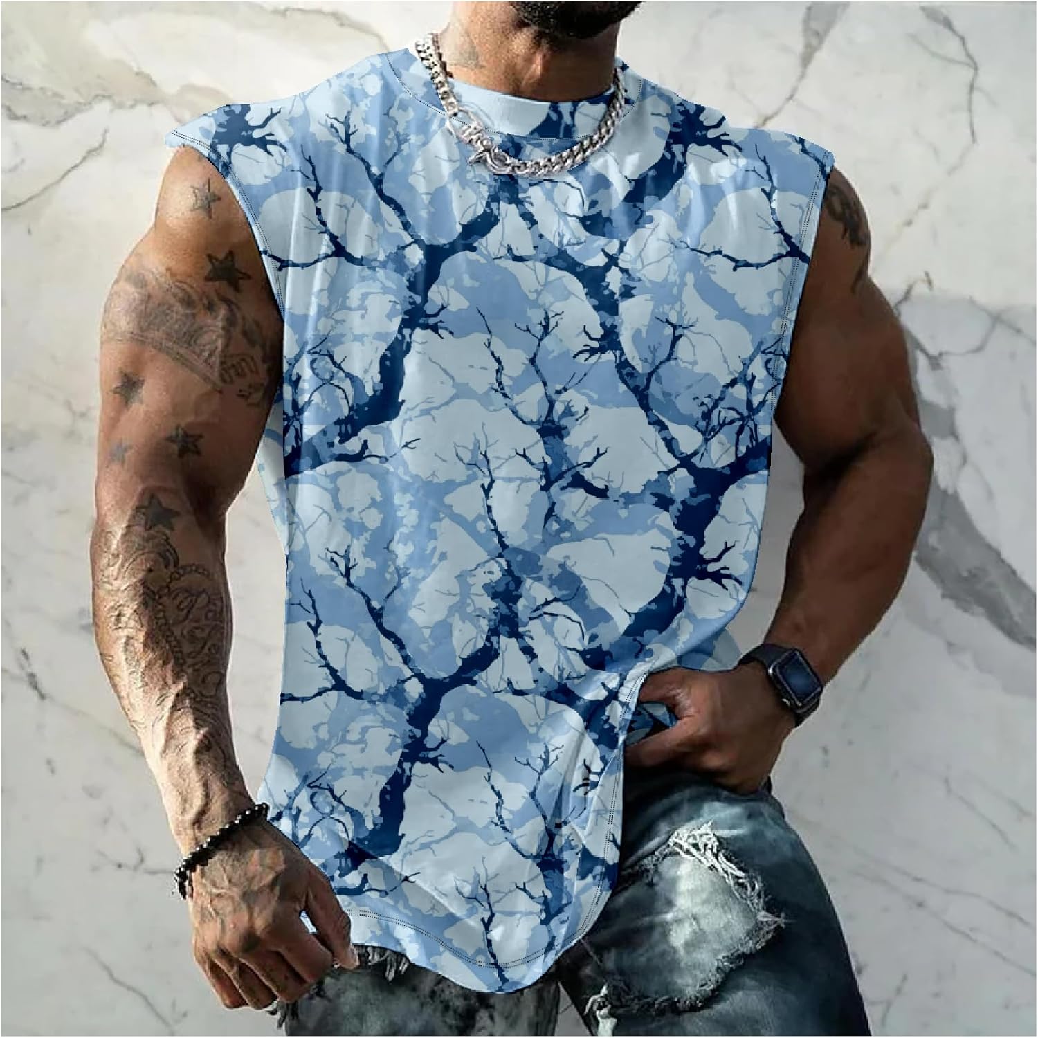 Mens Graphic Tank Top Camo Print 3D Pattern Sleeveless Shirts Casual Vintage Retro Tshirts Muscle Workout Tee Tops - Image 2