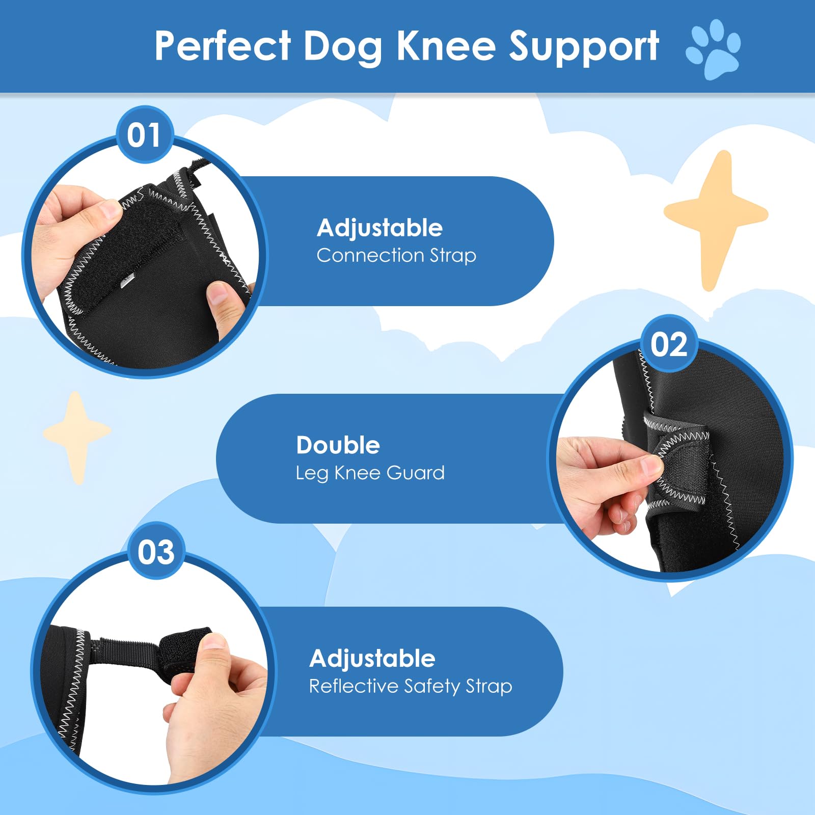 Crlvlyn Dog Knee Brace for Hind Leg Dog Hind Leg Support Protector for Torn ACL Injuries Keeps Joints Warm and Stable - Image 4