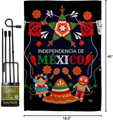 Miniatura 6 de Independencia De Mexico Garden Flag Set with Stand Regional United Mexican States Country Particular Area Small Decorative Gift Yard House Banner