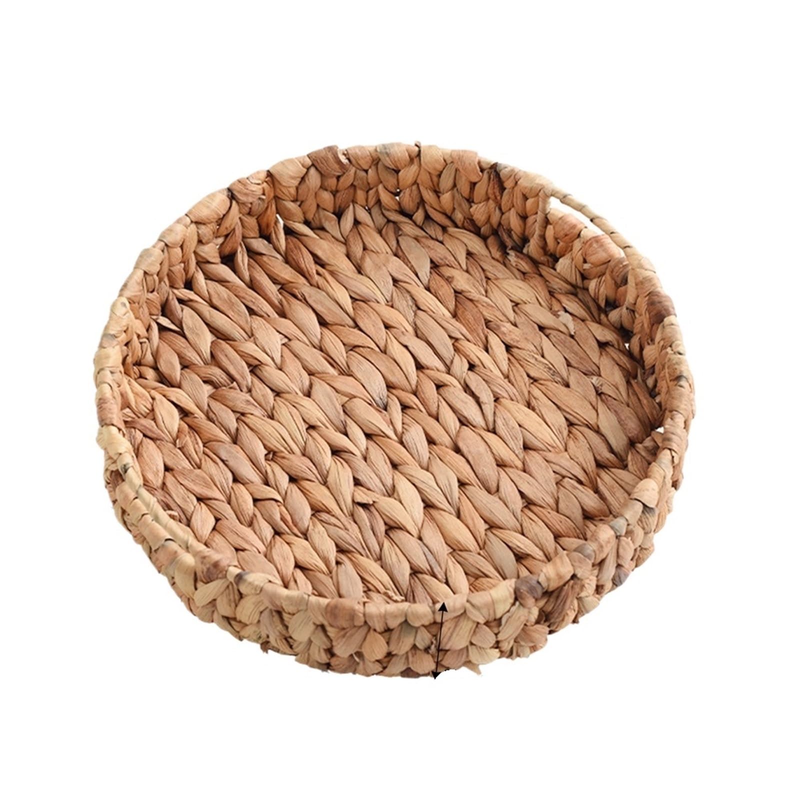 Rattan Wicker Basket Handwoven Fruit Tea Snack Bread Basket Round Storage Box Jewelry Dish pour l'organisation de la Maison(L)