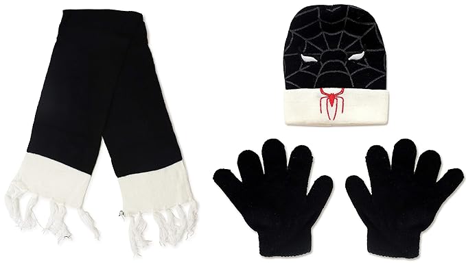 Zacharias Boys Kids Woolen Cap Gloves & Muffler (Pack of 3) (SPD-01_Black_1-4 Years)