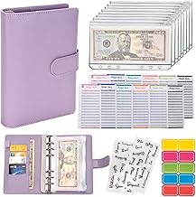 Budget Binder With Cash Envelopes for Budgeting - Money Organizer, Leather A6 Binder With Zipper (Purple)