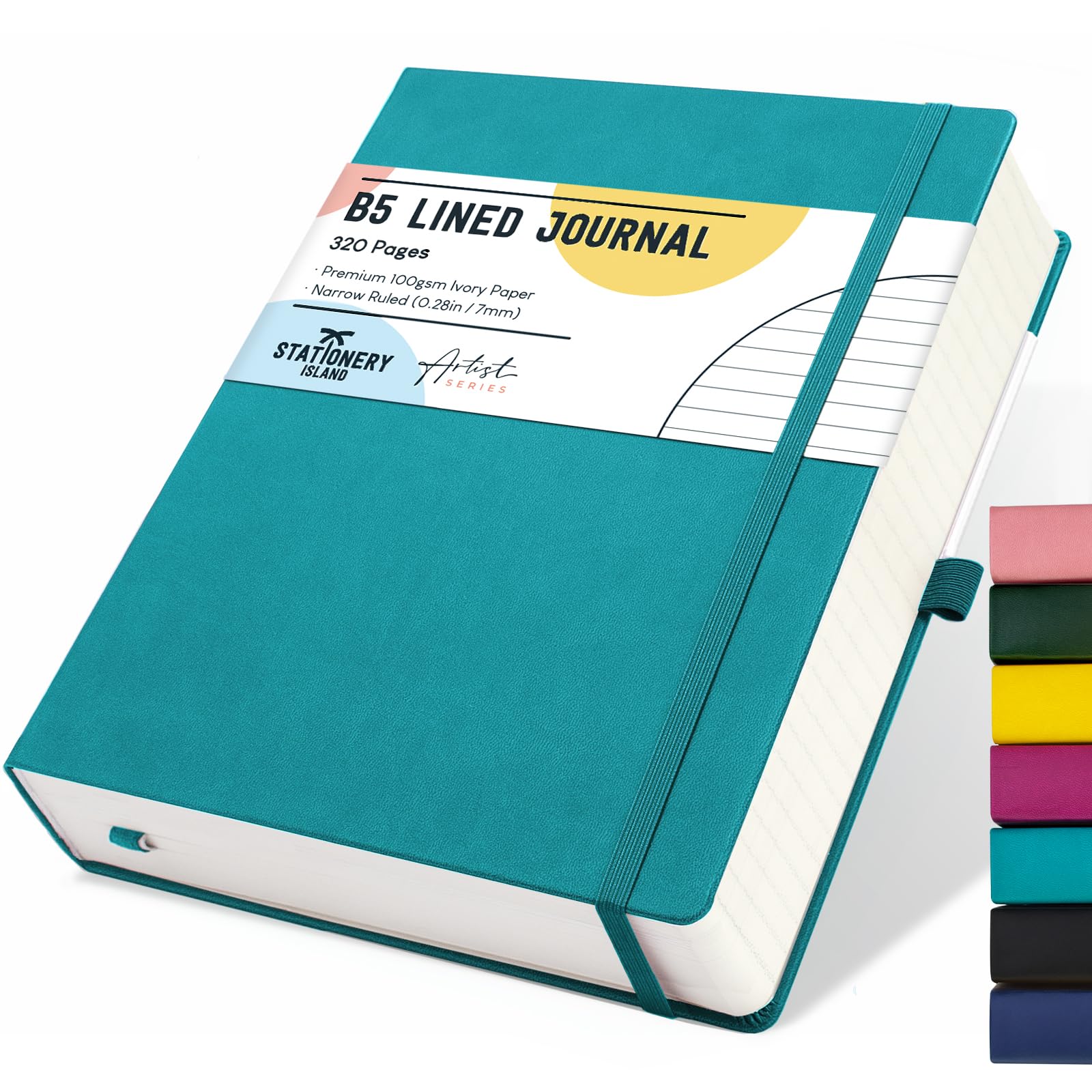 Stationery Island Cuaderno Rayado B5, Cuaderno Grueso de 320 Páginas, Diario de Rayas con Tapa Dura de 100 gsm para Esc…