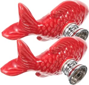 HOLIDYOYO 2pcs Ceramic Single Hole Fish Cabinet Handles Decorative ...