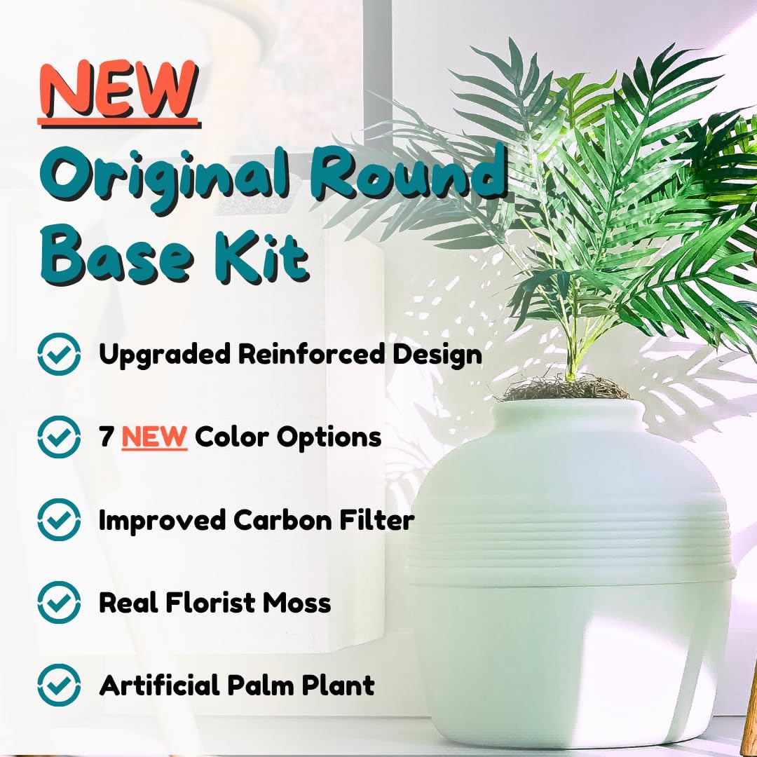 Good Pet Stuff Original Hidden Litter Box Planter, Decorative Cat Litter Enclosure with Carbon Filter, Artificial Palm Plant, Upgraded Design, Easy to Clean, Base Kit, Seagrass Green