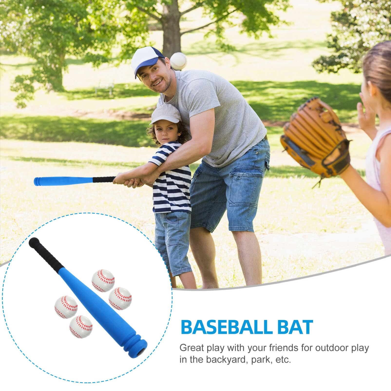 Supvox Baseballschläger- Und Ball-Sets 1 Set Outdoor-Baseball-Set Für Teenager Kunststoff-Baseballschläger Ballspielzeug Für Jugendliche Anfänger Indoor-Outdoor-Baseball-Sportspiel