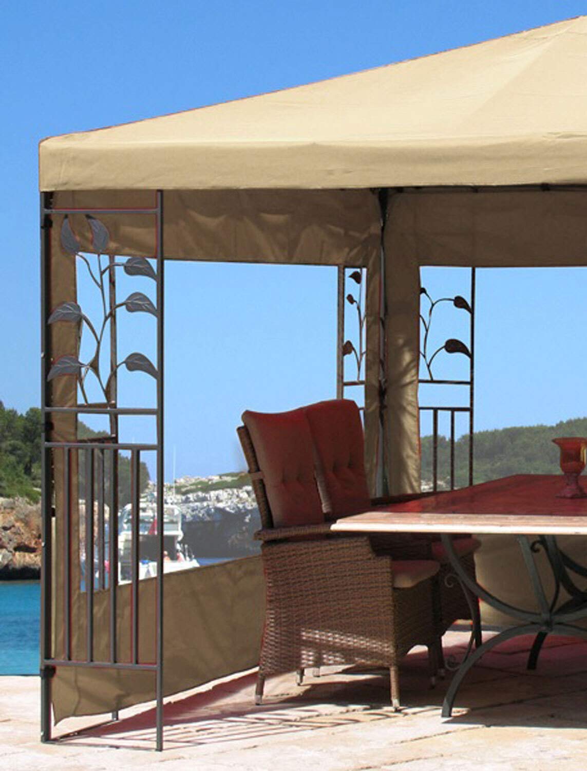QUICK STAR 2 Pannelli Laterali con finestrella PE 300 / 400x195cm Beige per Gazebo 3x4m