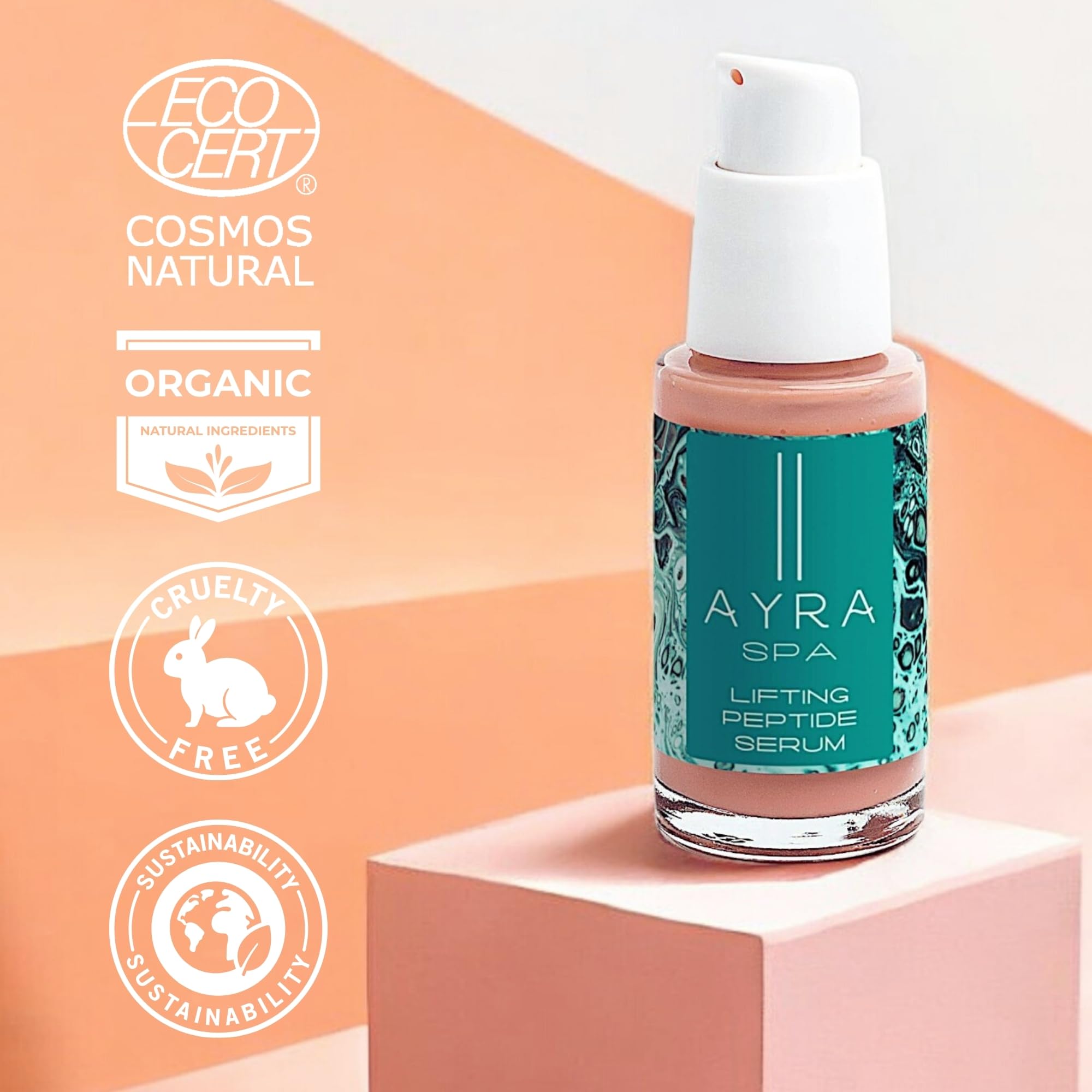 Siero Peptidico Lifting | Peptidi e Aminoacidi per Sollevare, Rassodare, Tonificare, Illuminare e Stimolare la Produzione Naturale di Collagene | VEGANO & 99% Naturale | COSMOS Natural