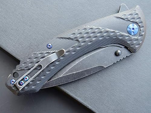 Miniatura 8 de Eafengrow EF927 Cuchillo de bolsillo D2 Hoja de acero con revestimiento de óxido negro, cuchillo para exteriores, mango G10, rodamiento de bolas,