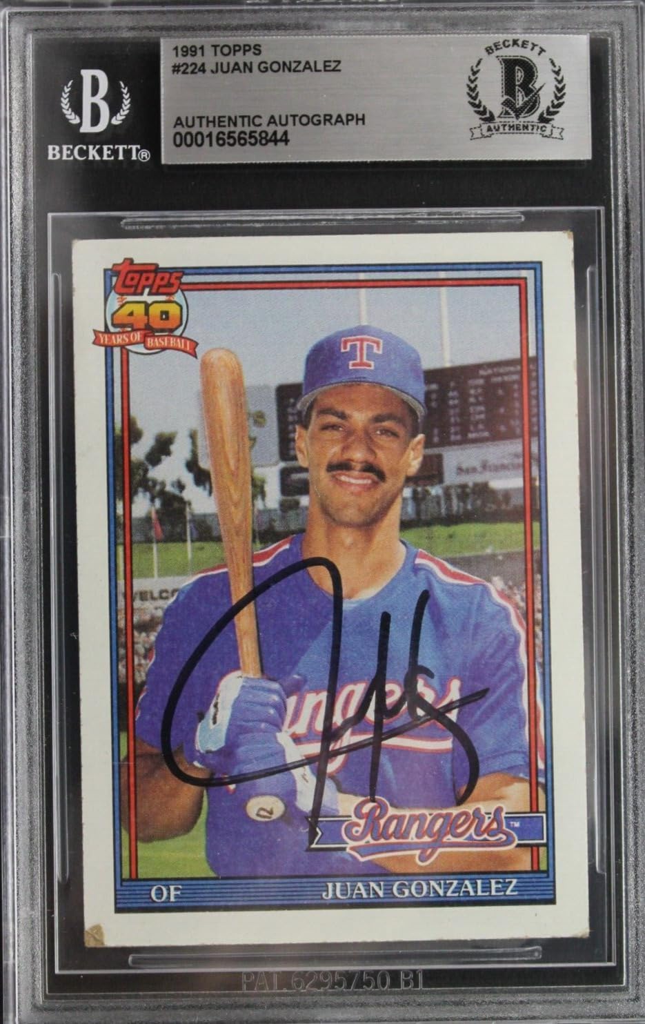 Juan Gonzalez Texas Rangers Autographed 1991 Topps #224 Signed Baseball Card BAS
