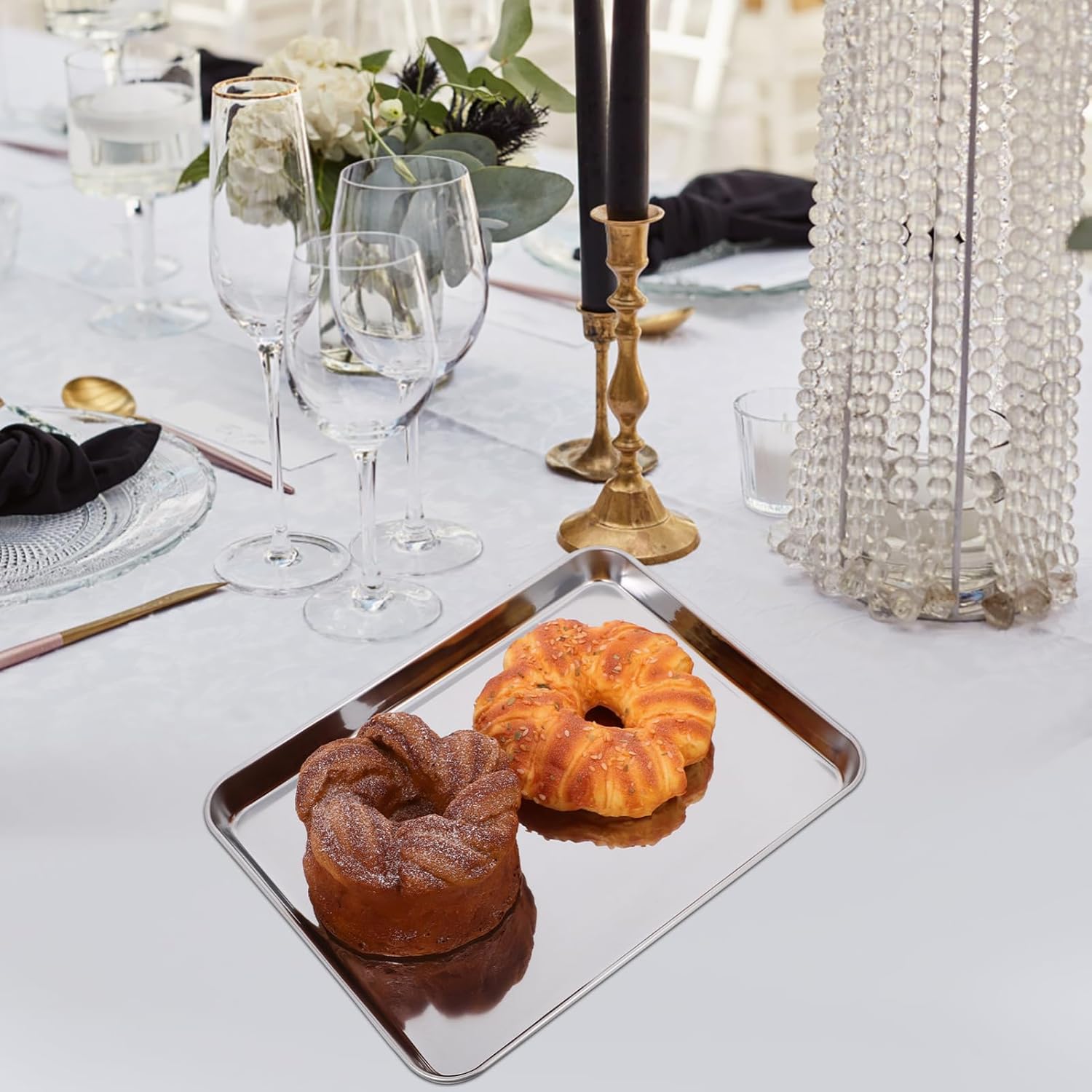 3pcs Stainless Steel Toaster Oven Tray Baking Sheet Rack Pan Cookie Sheet Roasting Pan for Bbq Camping Party