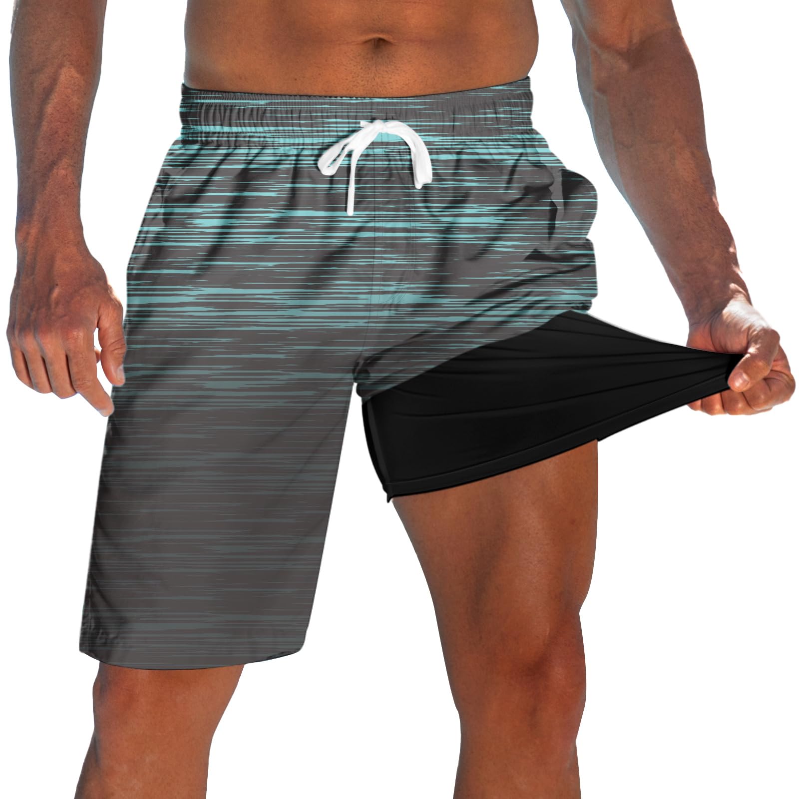 westwolf Men's Swim Trunks with Compression Liner 9" Quick Dry Board Shorts