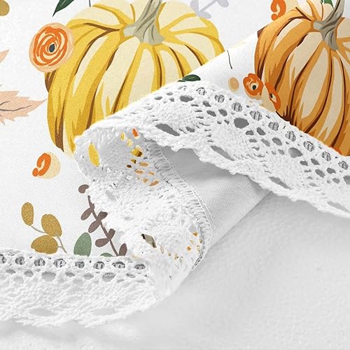 Miniatura 4 de Wusikd Mantel redondo de hojas de arce con diseño de calabaza otoñal, mantel de flores de otoño, de poliéster, lavable, de 60 pulgadas, decoración