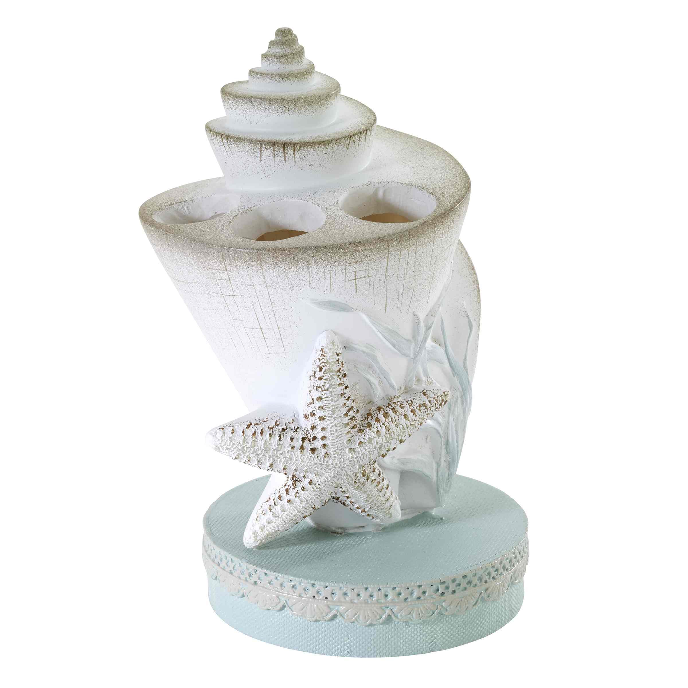 Avanti Linens - Juego de Accesorios, Vaso de Resina, Soporte para Cepillo de Dientes, jabonera y Bomba de loción, decoración de baño Duradera (colección F&Shell)