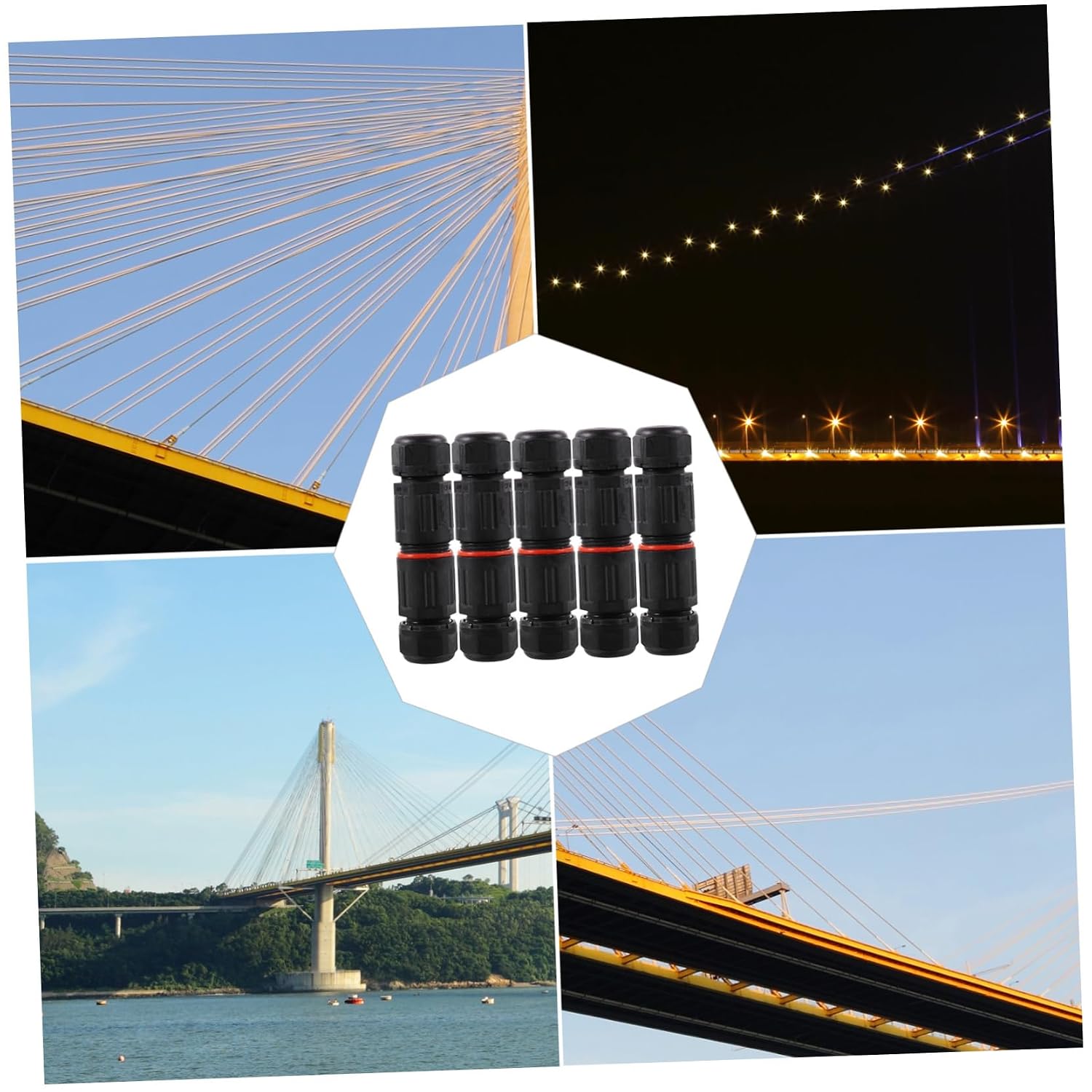 5pcs Professional Wire Connector Outdoor Cable Electric Wire Cable Connector Thread Texture
