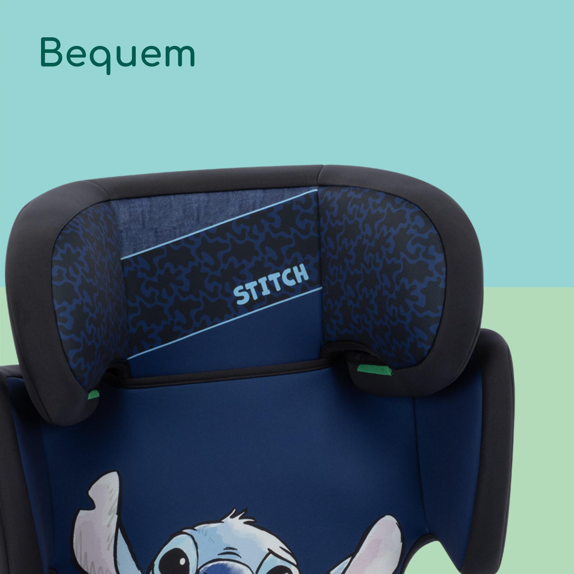 Bebeconfort Disney RoadSafe i-Size, Kindersitzerhöhung mit Rückenlehne, 3,5–12 Jahre (100–150 cm), Klappbarer Kindersitz Stitch Disney, Gurtinstallation, 14 Kopfstützenpositionen, Authentic Stitch