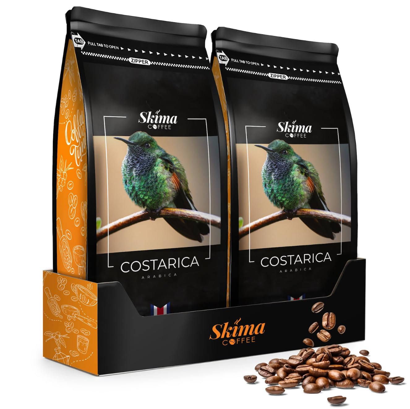 SkimaCoffee Café en grains 2 x 1 kg COSTA RICA 100% Arabica