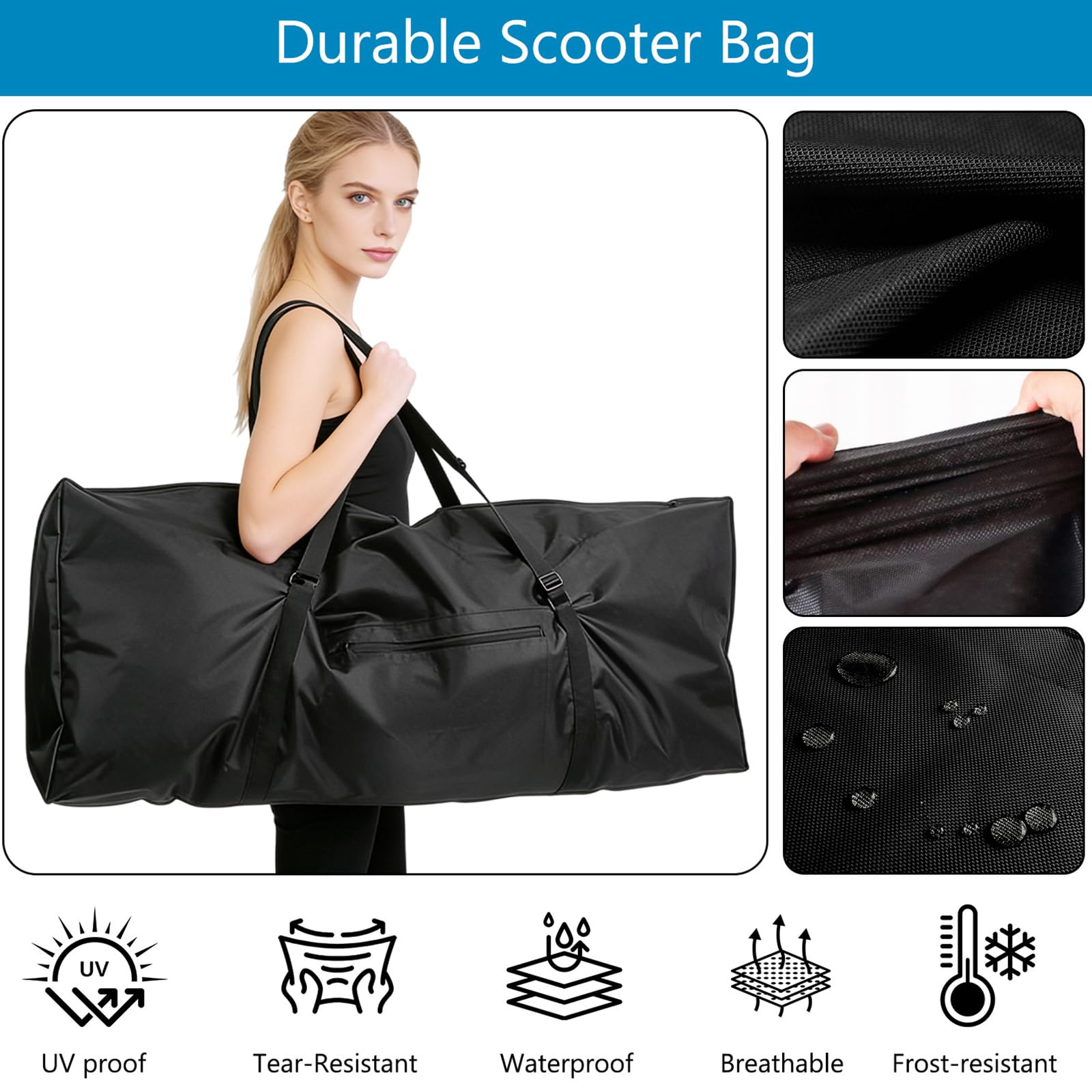 BAIFULAI Borsa per monopattino: Oxford 900D, 110 cm, con fettuccia resistente, impermeabile, per scooter elettrico, universale per Mijia 365/1S/PRO, per tutti i giorni e i viaggi