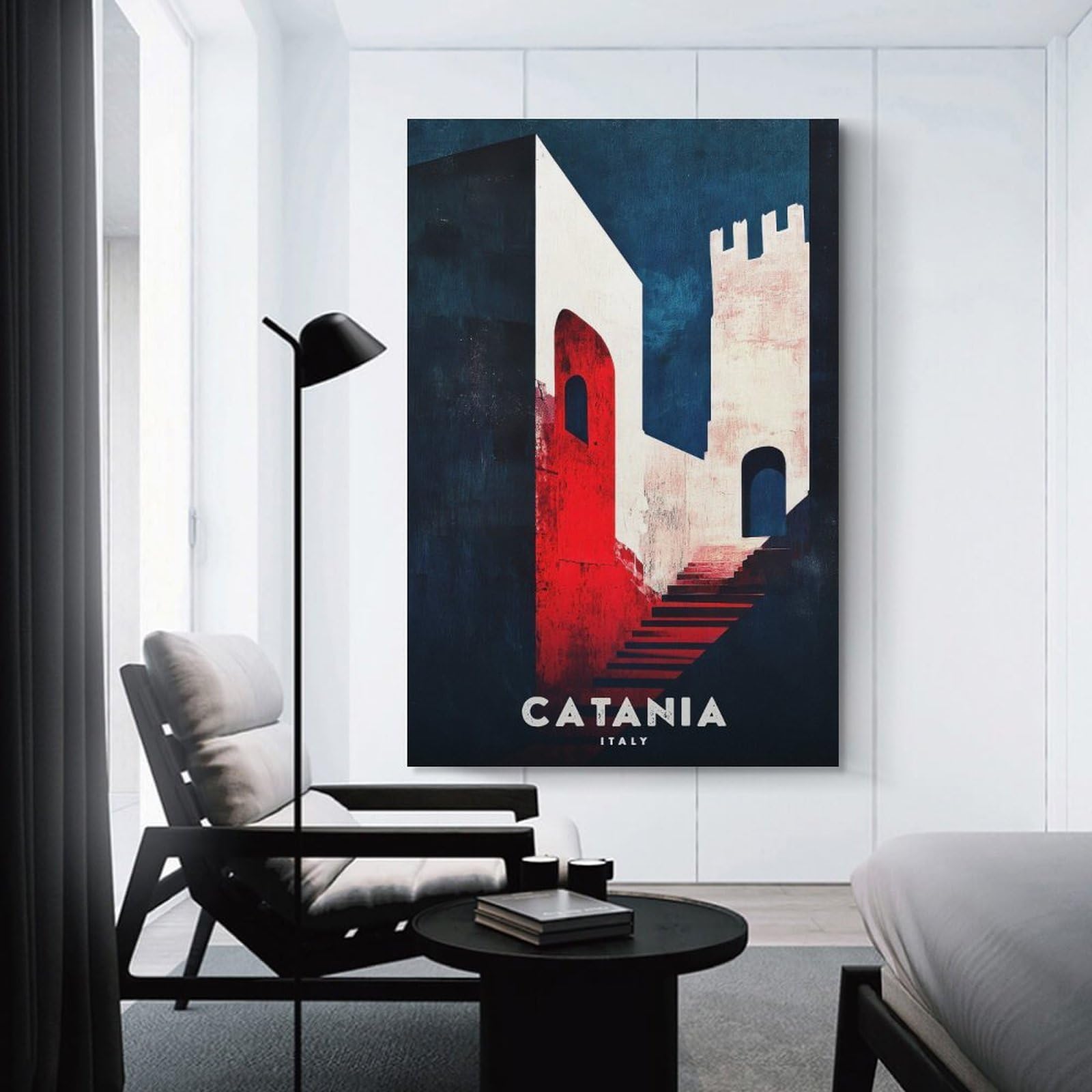 Junmoney Decorative Canvas Print Catania, Italy Travel, 16x24inch(40x60cm), for Entrance Walls, Hall Decor Or Foyers, A Stylish Accent for Home Entrances