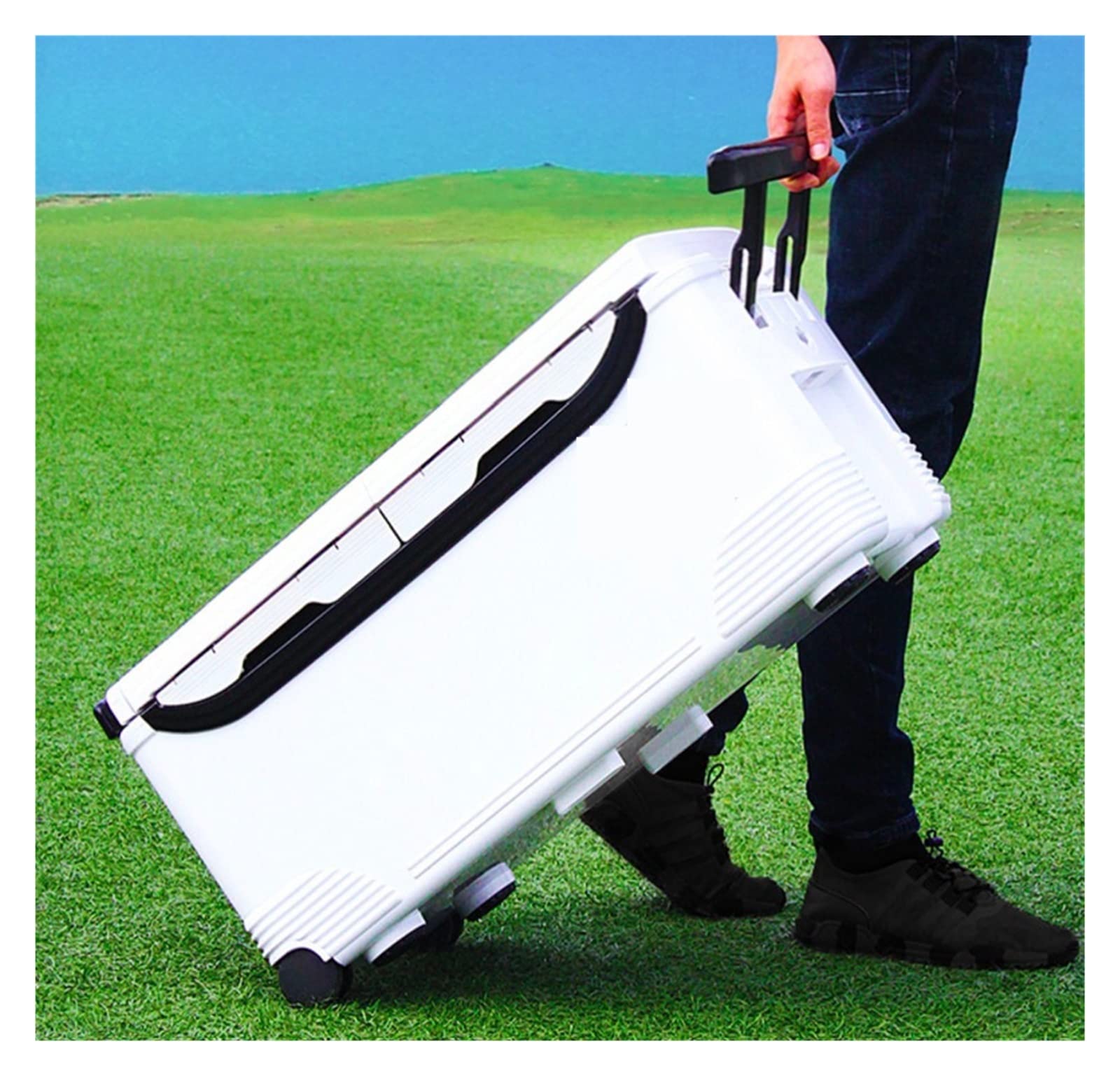 Scatola da Pesca 48L/66L/85L Super incubatrice per Pesca in Mare Scatola da Pesca Frigorifero Scatola da Esterno di Grande capacità con Ruote (Nero)