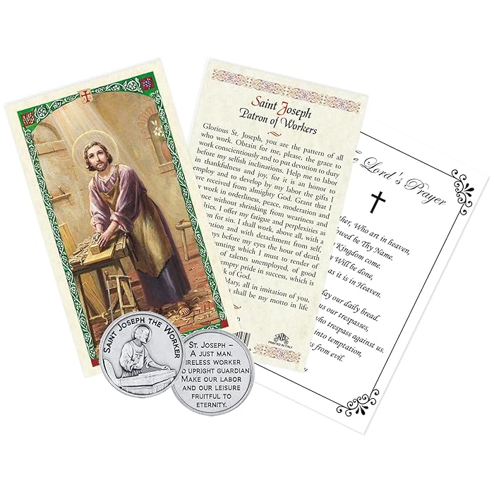 Buy St Joseph The Worker Prayer Card with Saint Joseph Coin Token