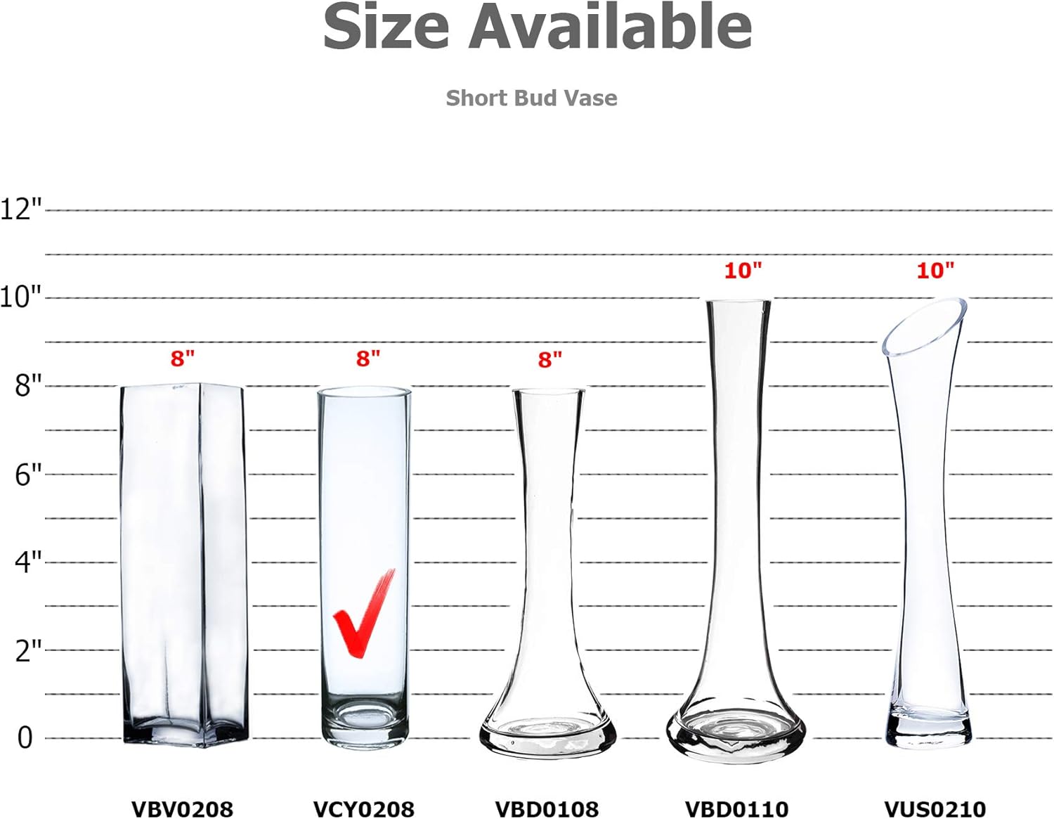 WGV Cylinder Bud Vase, Width 2", Height 8", Clear Skinny Narrow Standard Hurricane Floral Container Centerpiece for Wedding Party Event Home Office Decor, 1 Piece - Image 3