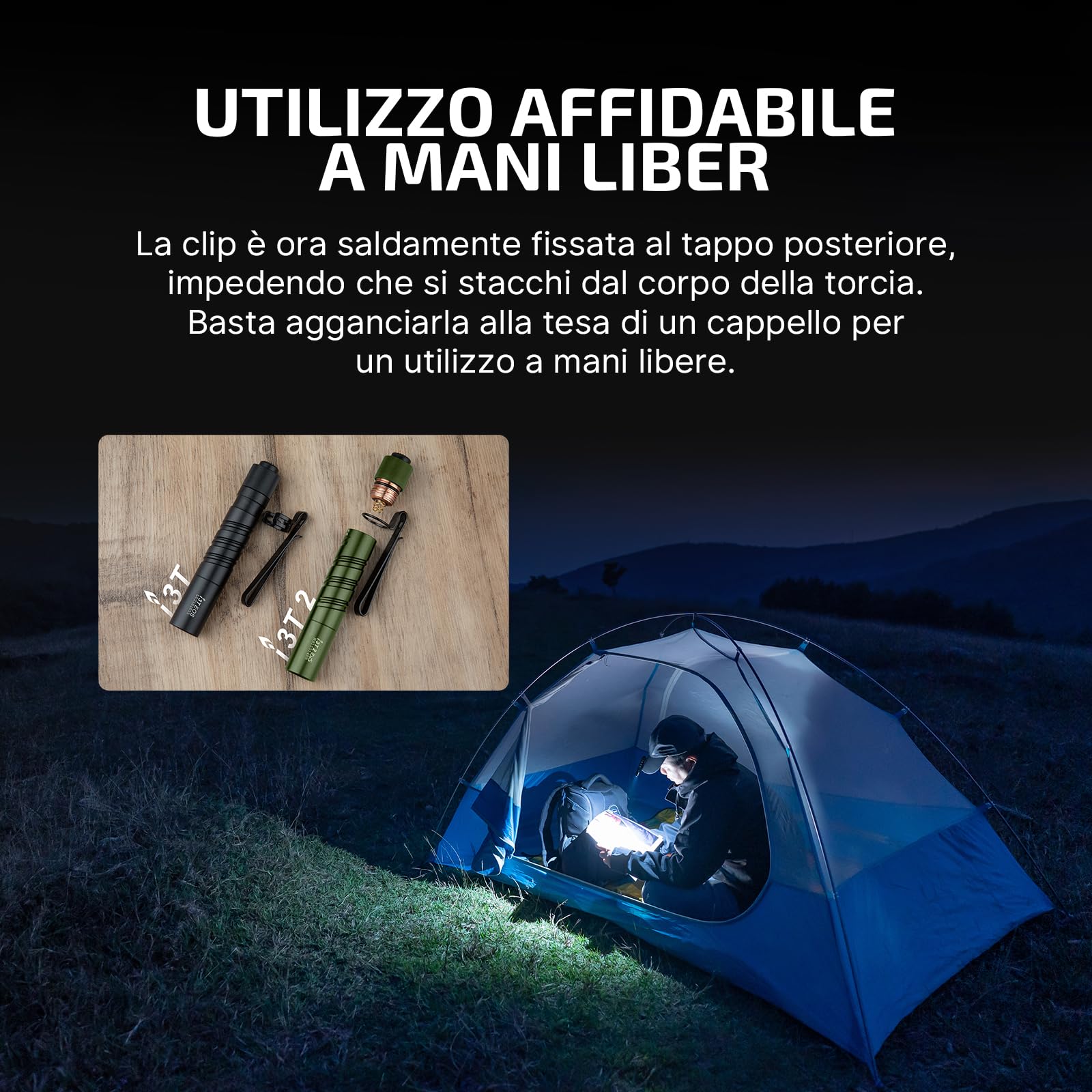 OLIGHT I3T 2 EOS Mini Torcia LED 200 Lumen 62m Range, Piccola Torcia Portachiavi con Interruttore di Shiusura, Luce Portatile Impermeabile IPX8, per il Campeggio all'aperto (Verde)