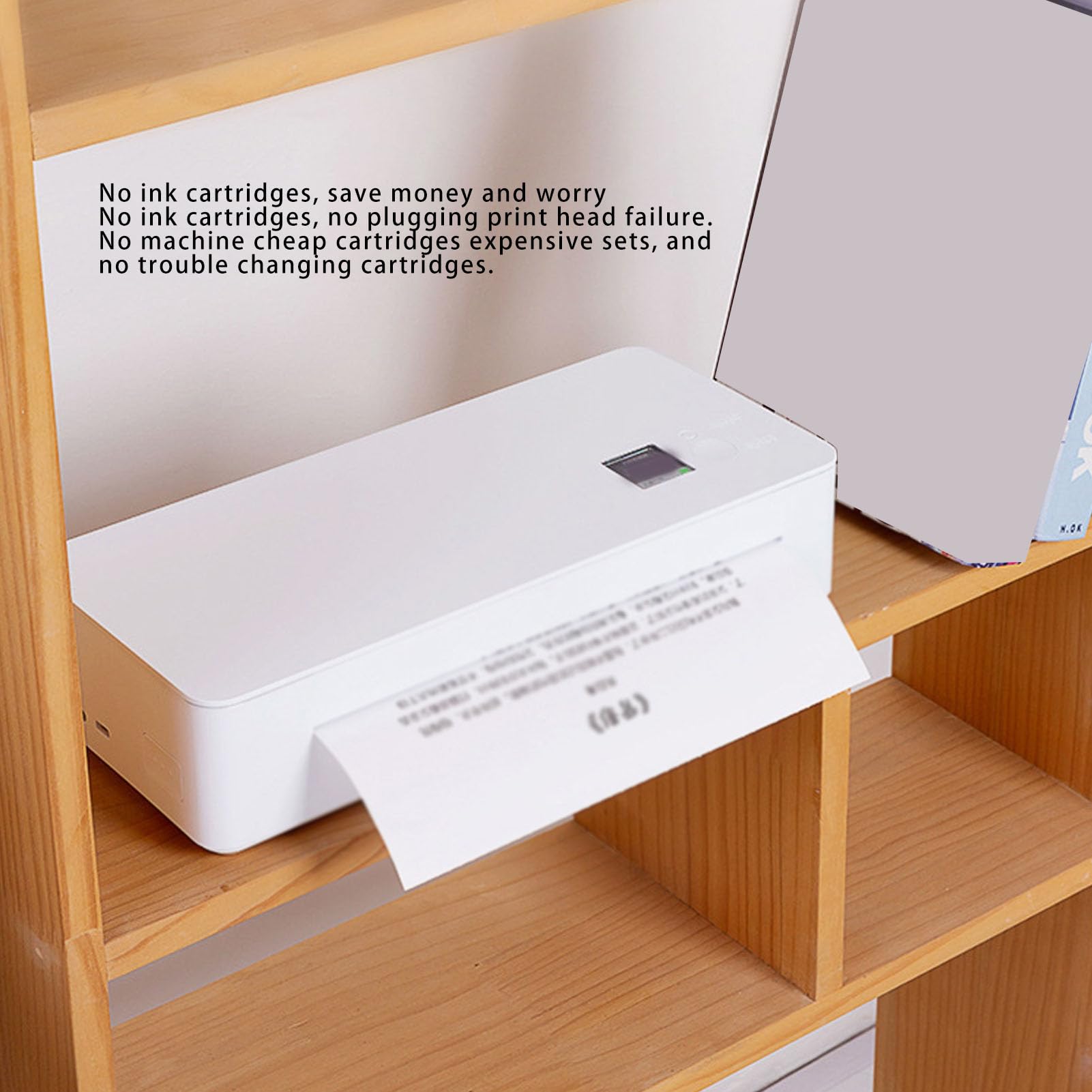 Wireless Thermal Printer A4 Portable Bluetooth Mini Inkless Printer with Borderless Photo Printing and Ergonomic Design for Travel Home and Office Use