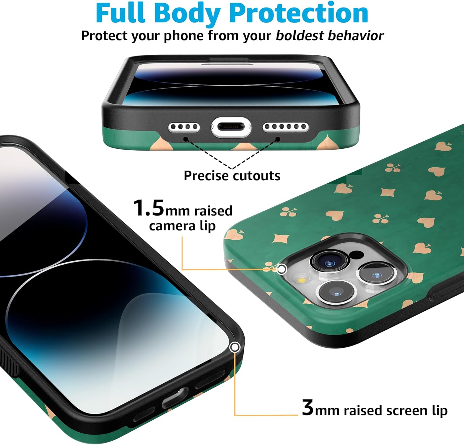 Casely iPhone 15 Pro Case | Royal Flush | French Deck | Bold Protective Design | Compatible with MagSafe