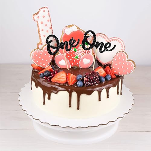 Miniatura 5 de Gyufise 24 piezas de decoración para cupcakes de primer cumpleaños con purpurina para una magdalena, decoración para tartas de primer cumpleaños,