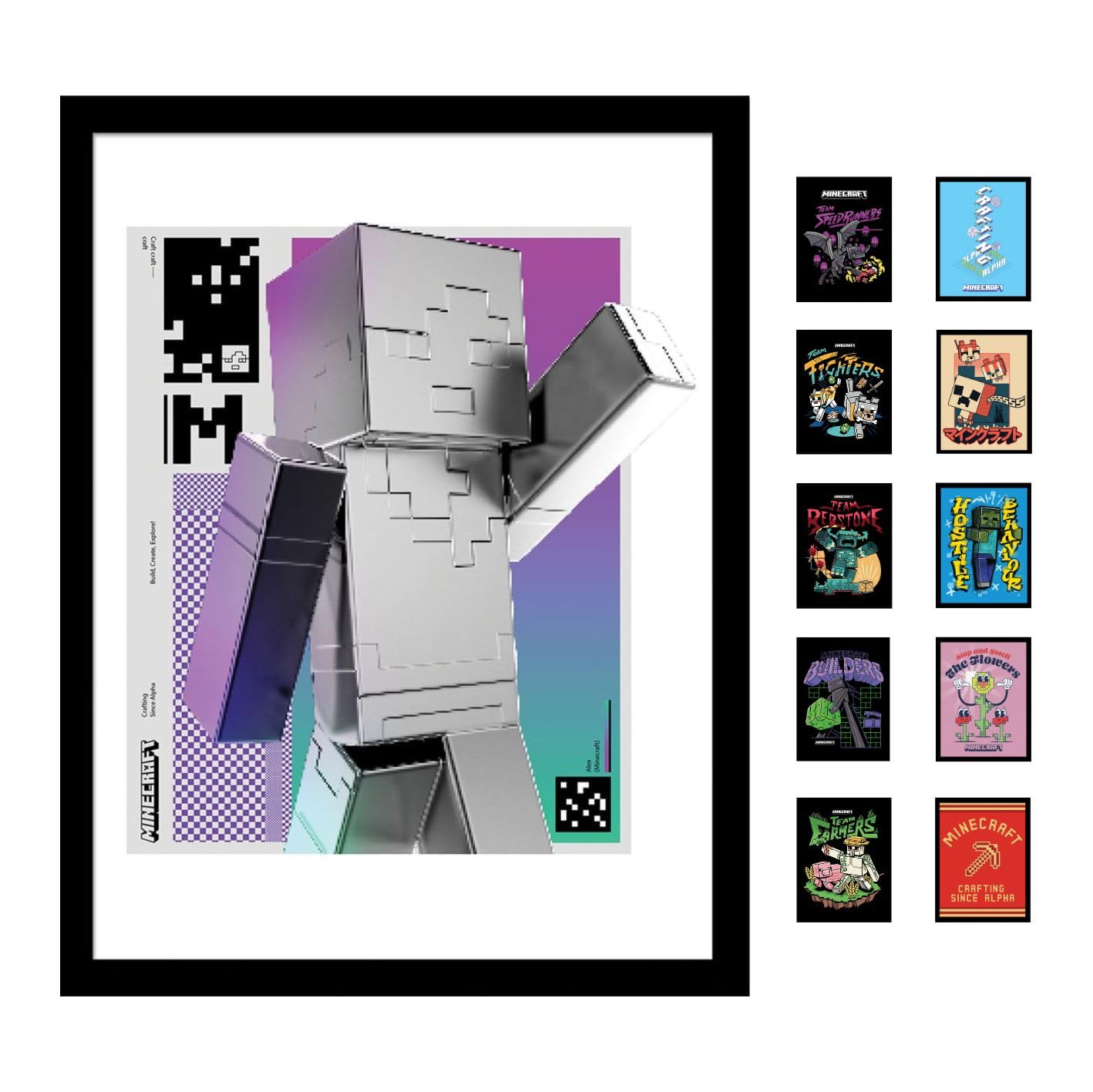 Pyramid International Minecraft (Block Wave) Collector Print (Framed) 30cm x 40cm - A Stunning Artwork to Enhance Your Collection or Living Space, One Size