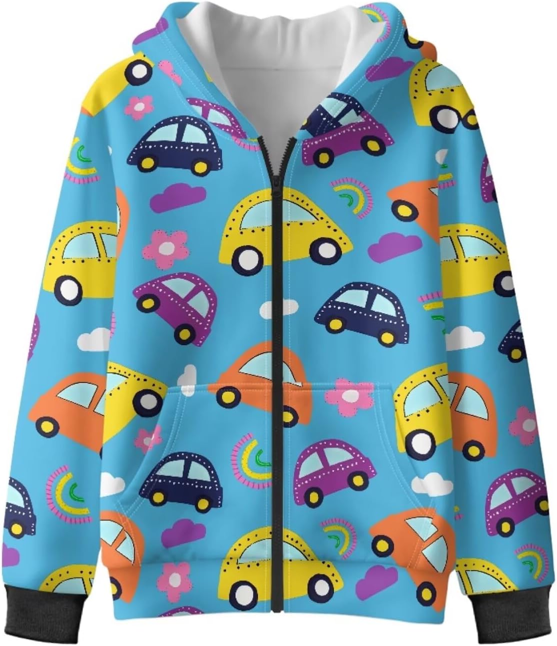 Boys Hooded Sweatshirts Ball Car Design Hoodie Full Zip Long Sleeve Fleece Hoodies Jacket Sportswear