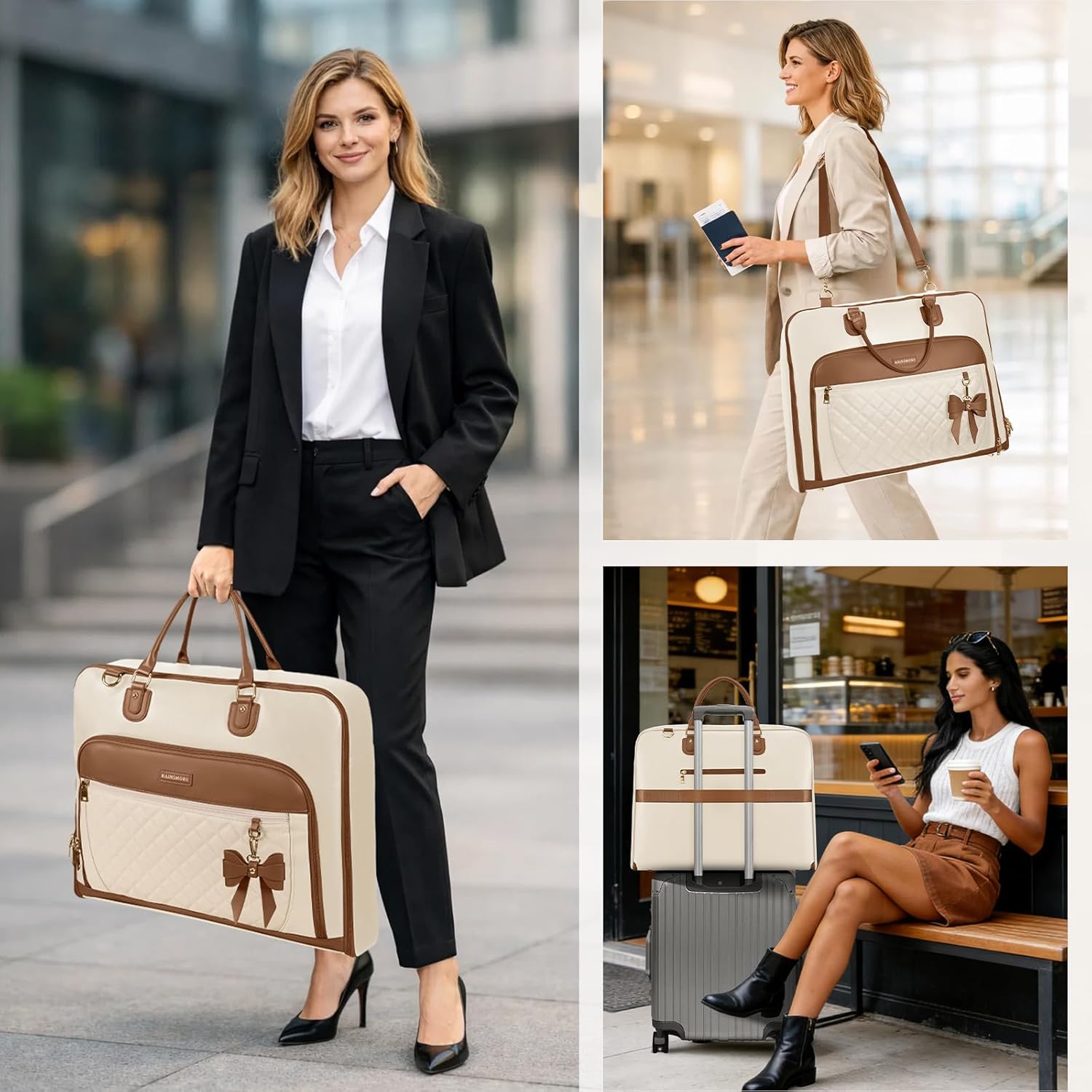 RAINSMORE Garment Bag for Travel Womens Hanging Suit & Dress Travel Bag Foldable Garment Duffle with Pockets & Strap, Carry On Compatible - Image 7