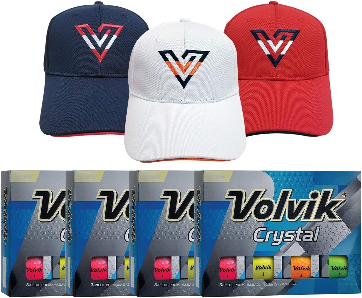 Volvik Crystal 3-Piece Premium Color Golf Balls 4 Dozen (48 Balls) Bundle Gift Set