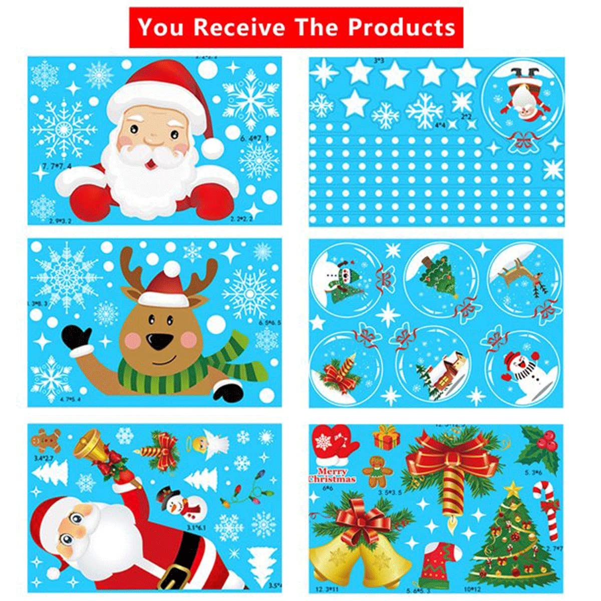CELOTUS Weihnachtsfenster haften Fensterwandaufkleber, niedliche Weihnachtsmann-Rentiere, statische PVC-Aufkleber for Weihnachten, Zuhause/Geschäft/Party, Fensterdekorationen