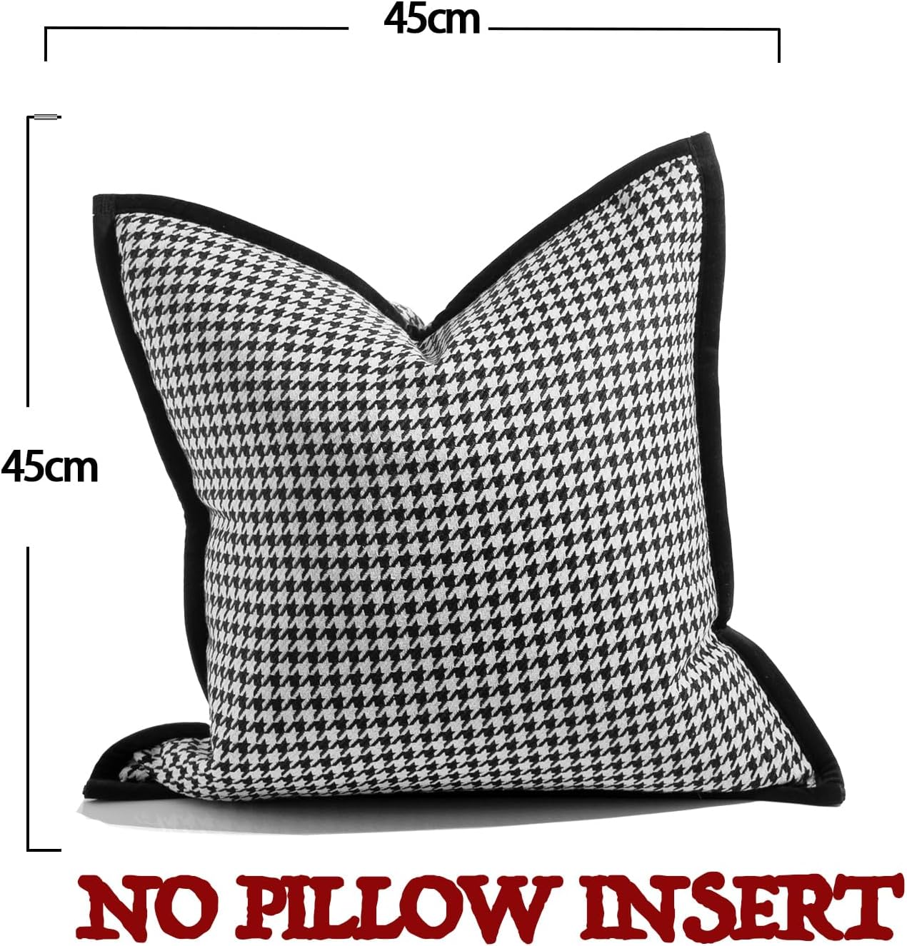 Houndstooth Throw Pillow Covers, Black and White, Polyester, 18x18 Inches, Fade-Resistant, Mid-Century Style, Rectangular, Set of 2