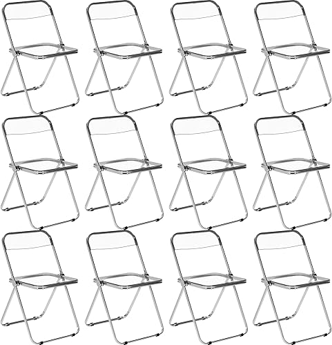 Miniatura 12 de Acrylic Folding Chairs 4 Pack, Luxury Modern Clear Folding Chair with Metal Frame, Portable Comfortable Plastic Transparent Foldable Chairs for