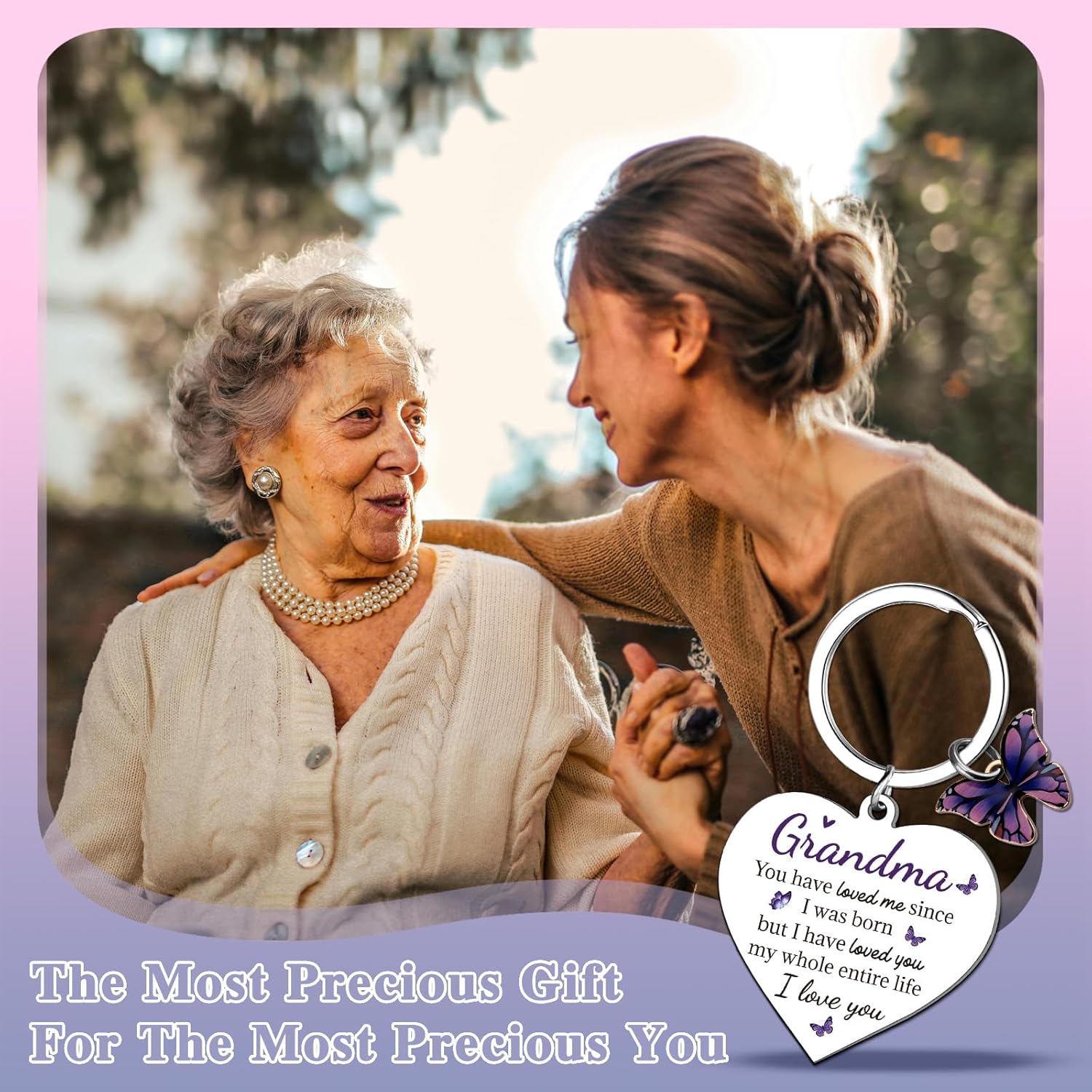 Grandma Gifts for Women Grandma Valentine Gifts From Grandkids Mothers Day Gift for Grandmas Keychain for Gigi Nana Grandmother Birthday Gift for Grandmother Purple Butterfly Accessories - Image 7