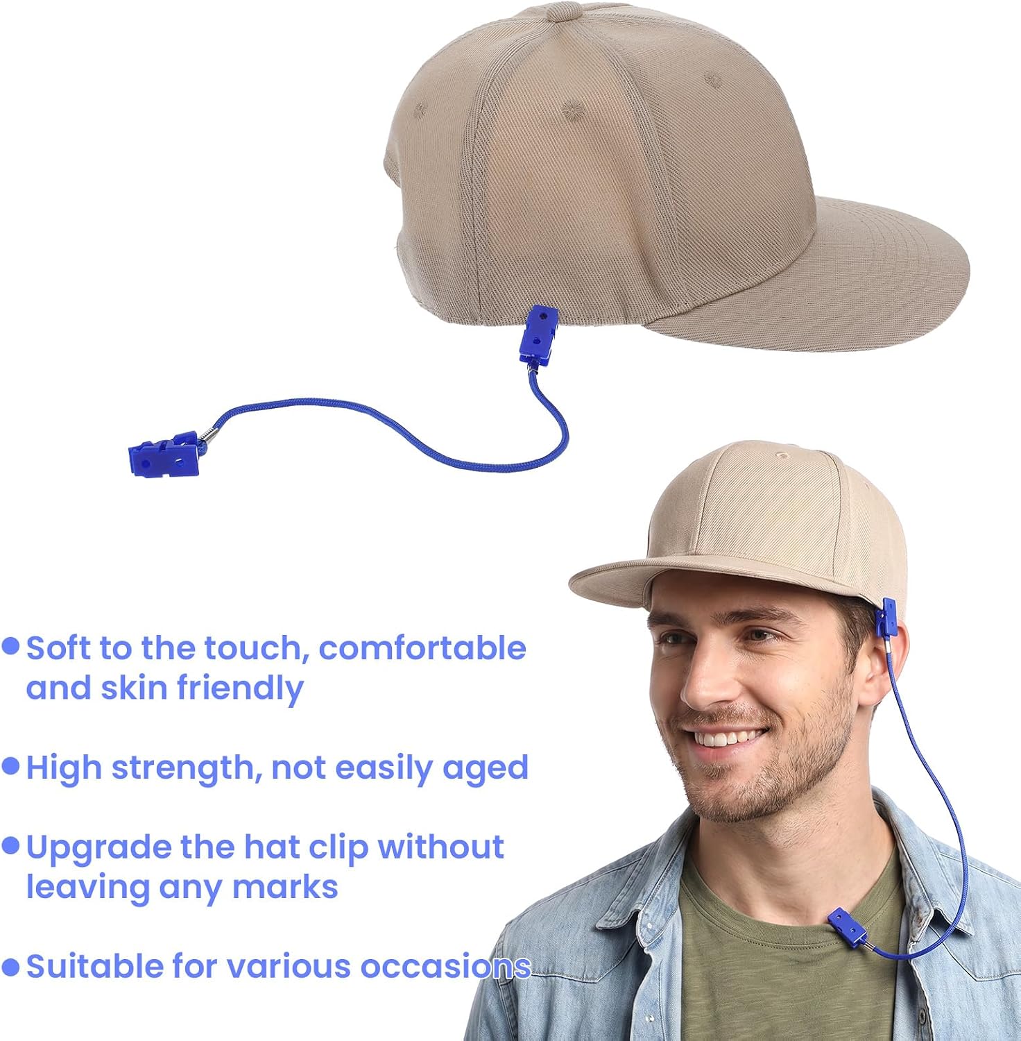 6PCS Hat Clips for Wind Hat Straps for Wind Cap Clips for Baseball Caps, Double Clips Perfect for Outdoor Travel Daily Use