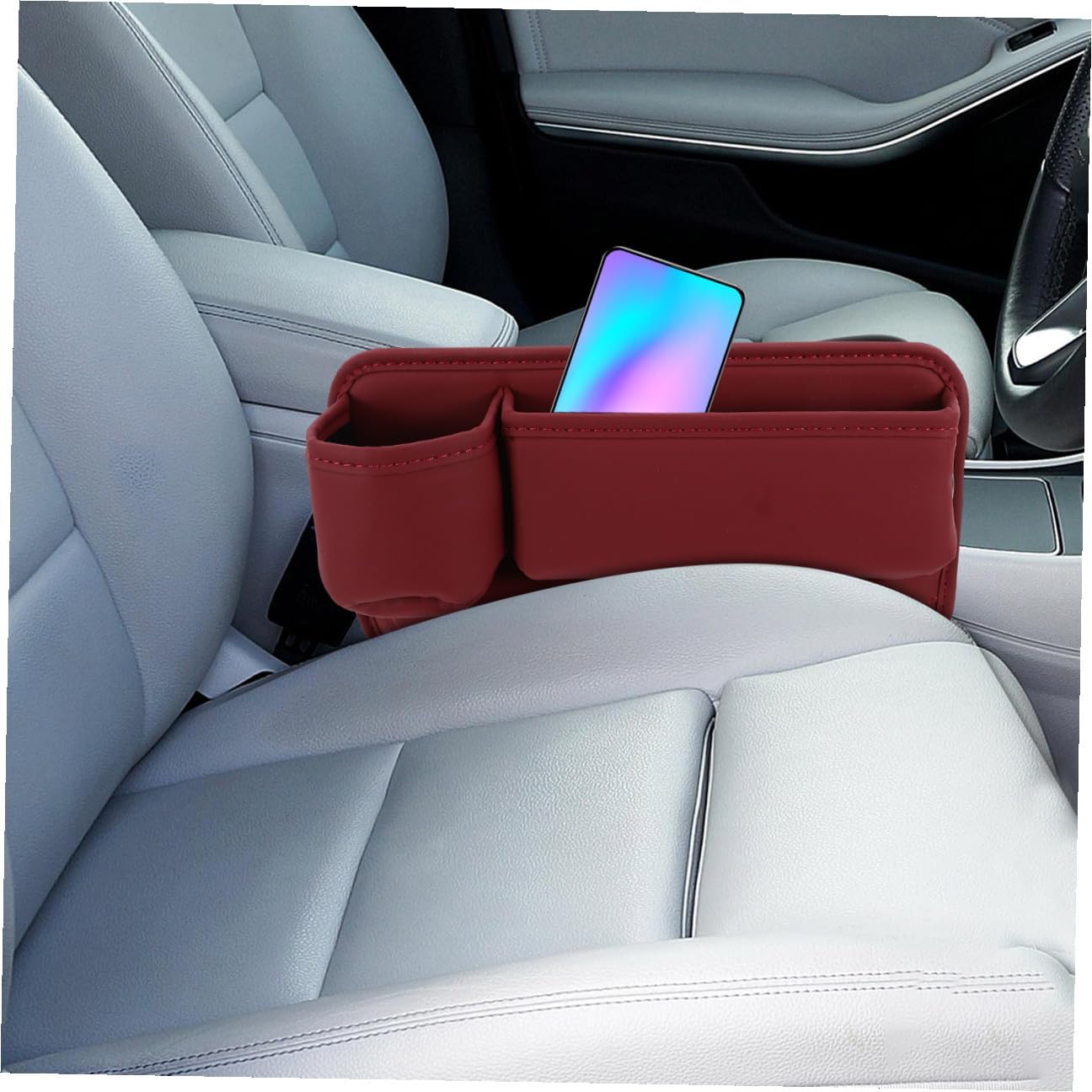 Car Seat Gap Organizer PU Storage Tray for Center Console image 5