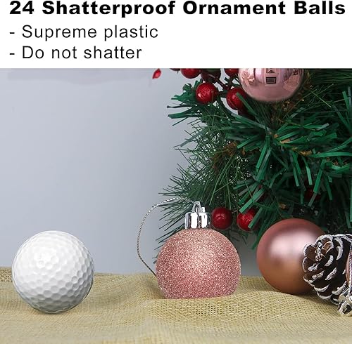 Vista 605 de 18 esferas medianas decorativas navideñas para árbol de Navidad, inastillables, para colgar, color púrpura, 2.5 pulgadas, paquete de 18