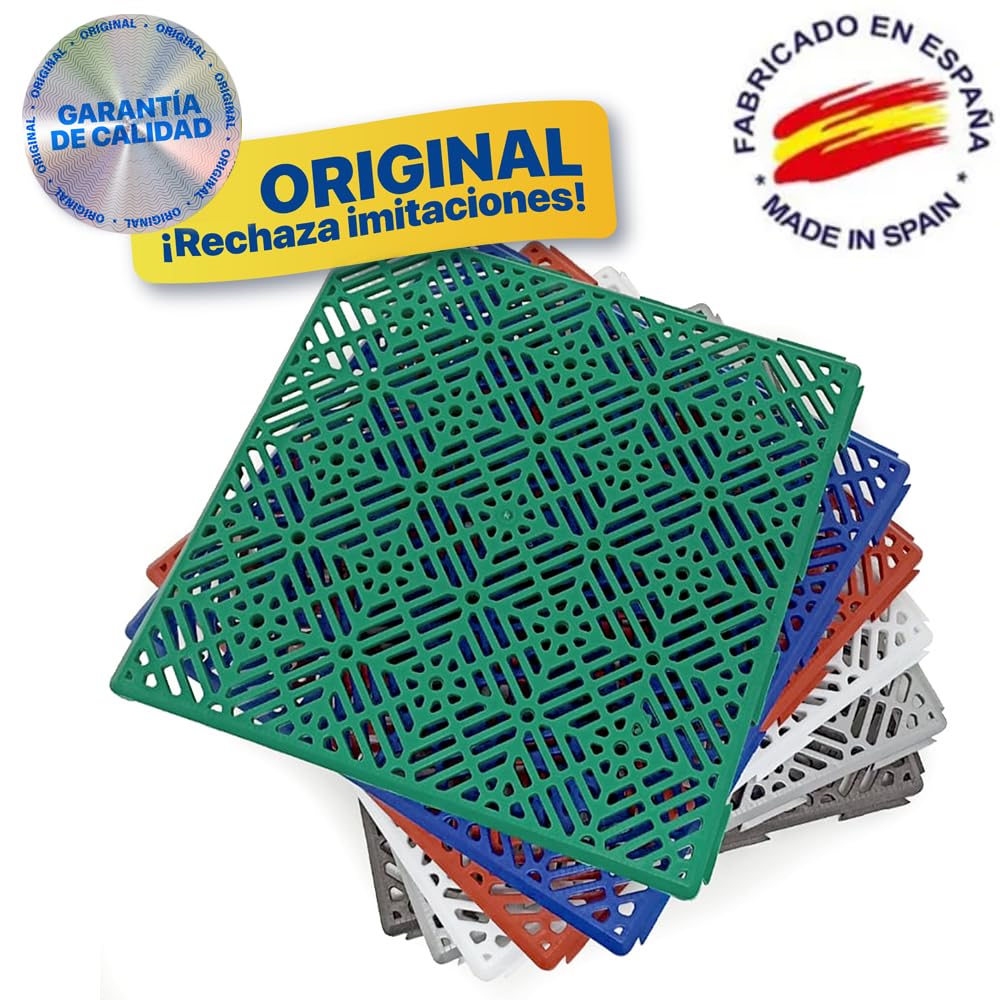 Pack 12 losetas plastico antihumedades para Suelos autoventiladas 30X30x1.5cm (Verde)