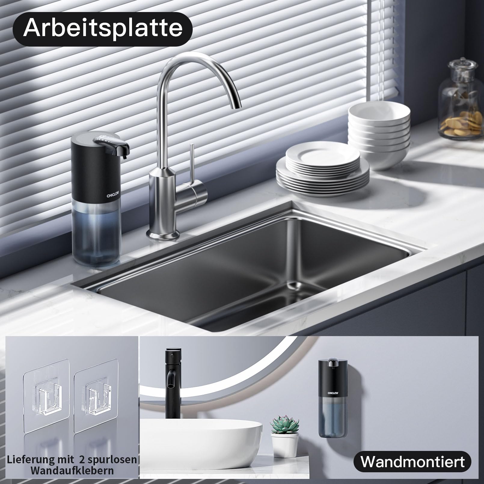 CHICLEW Elektrischer Seifenspender - 400ml Mit Sensor Und USB-C Ladung