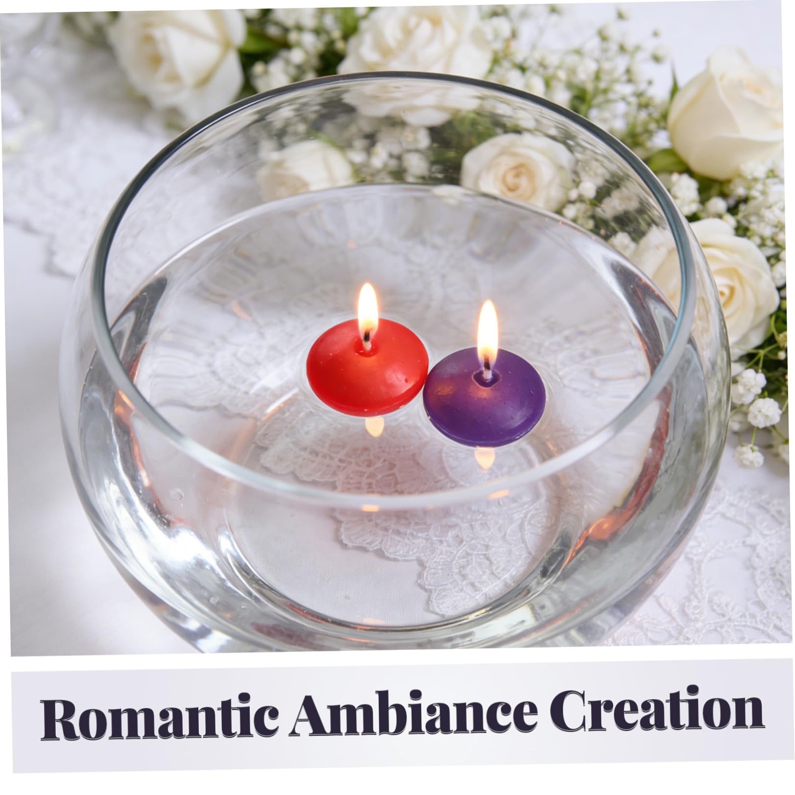 ULTECHNOVO 40 Pezzi Candele Galleggianti Performance Stabile in Acqua in Paraffina e Cotone Eleganti per Decorazioni Piscina e Matrimoni per Atmosfera Romantica