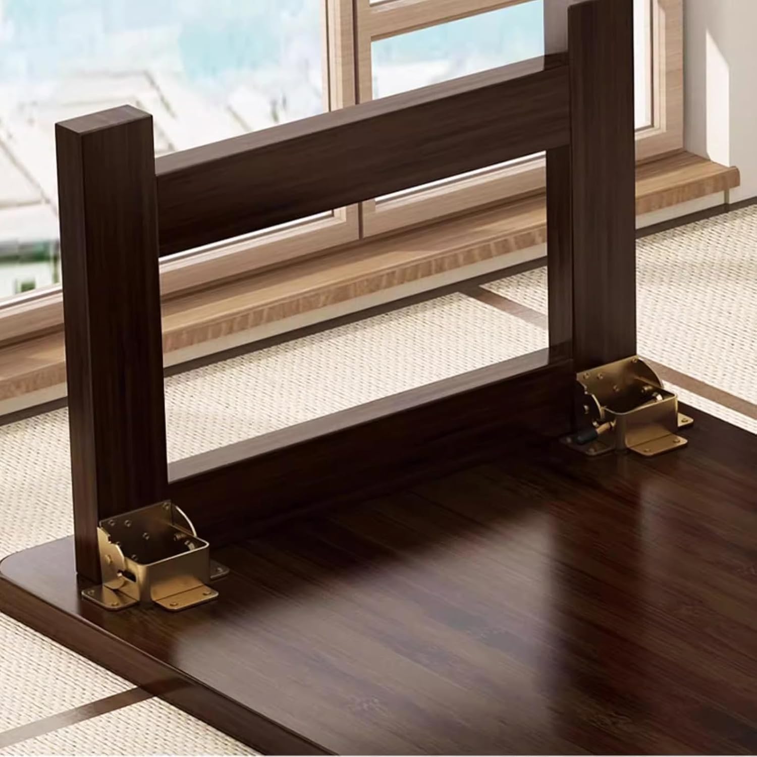 Mesa de piso plegable japonesa, mesas de centro plegables de madera, mesas bajas versátiles para sentarse, mesa de comedor, mesa de té, tatami, sin montaje, única (39.4 x 19.7 x 11.8 pulgadas) 7